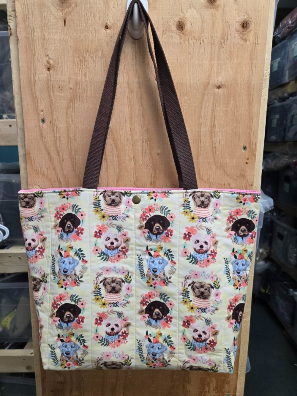Crafty & Posh Handmade Dog Floral Quilted Everyday Tote Bag